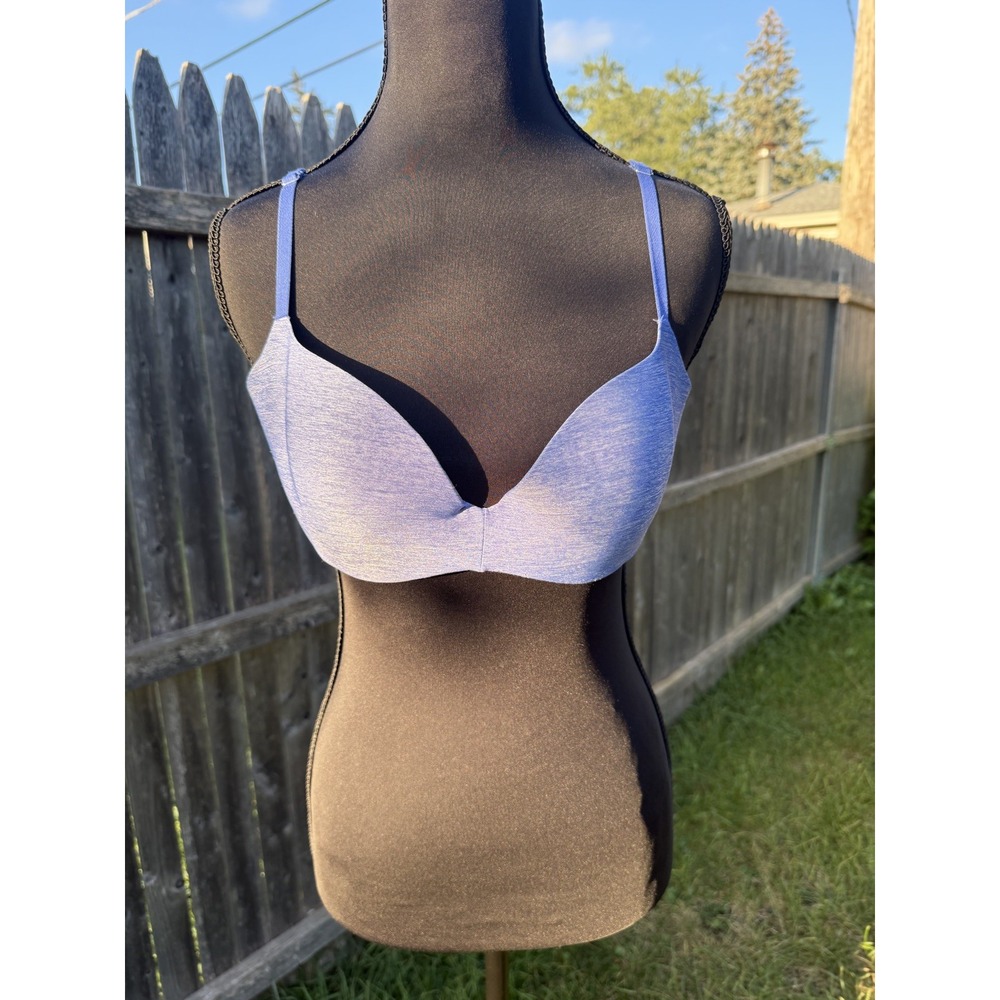 Victoria's Secret Pink Bra 36B Blue Underwire Padded Adjustable Light Lift
